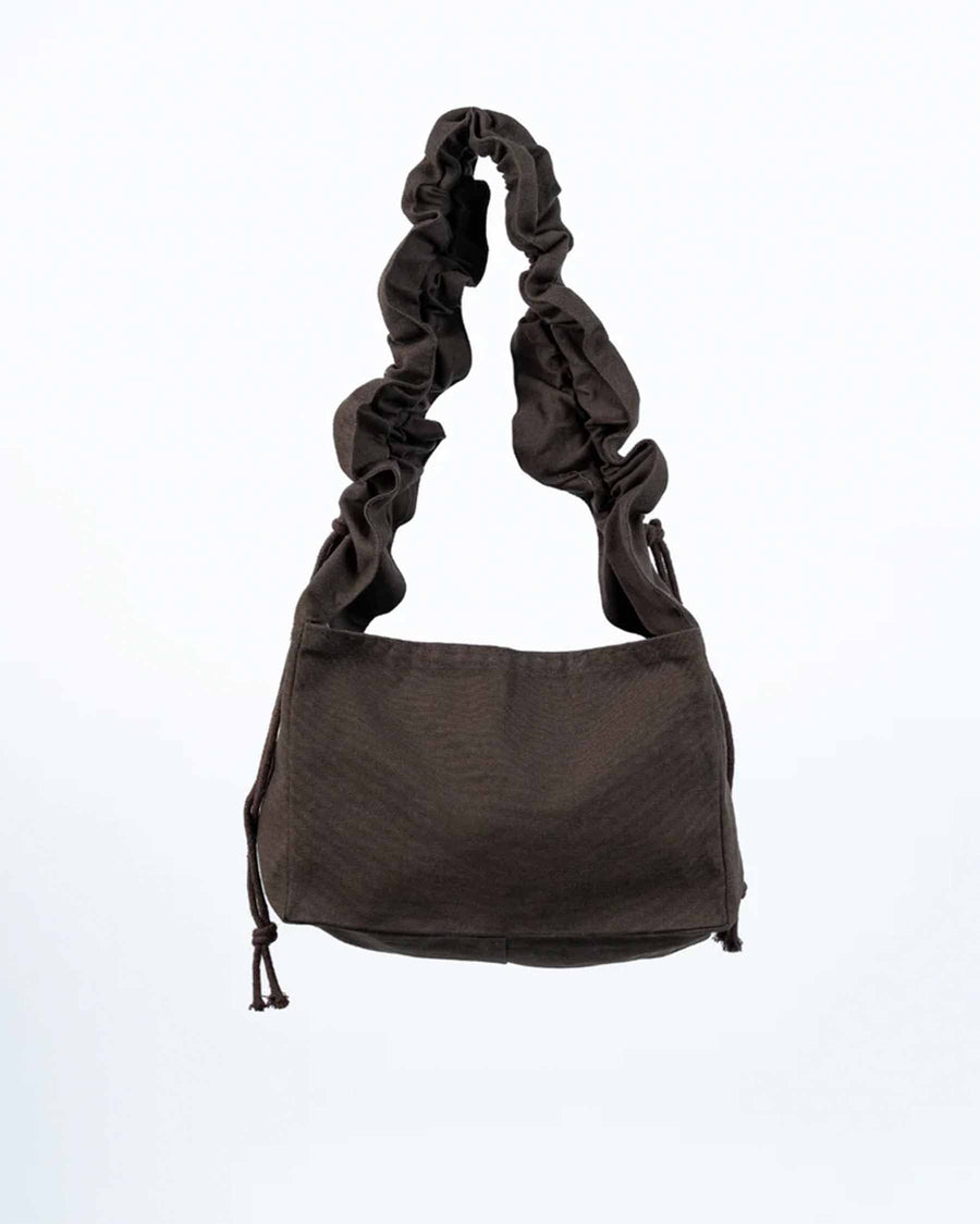 Brown ruffle mini shopper