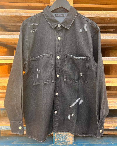 Denim destroyed overshirtThumbnail 