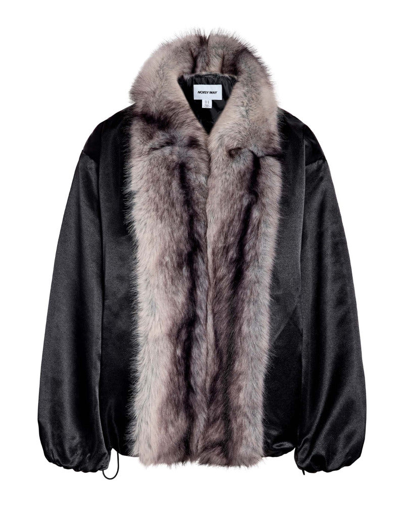 NMIVY FUR COLLAR LOOSE BOMBER