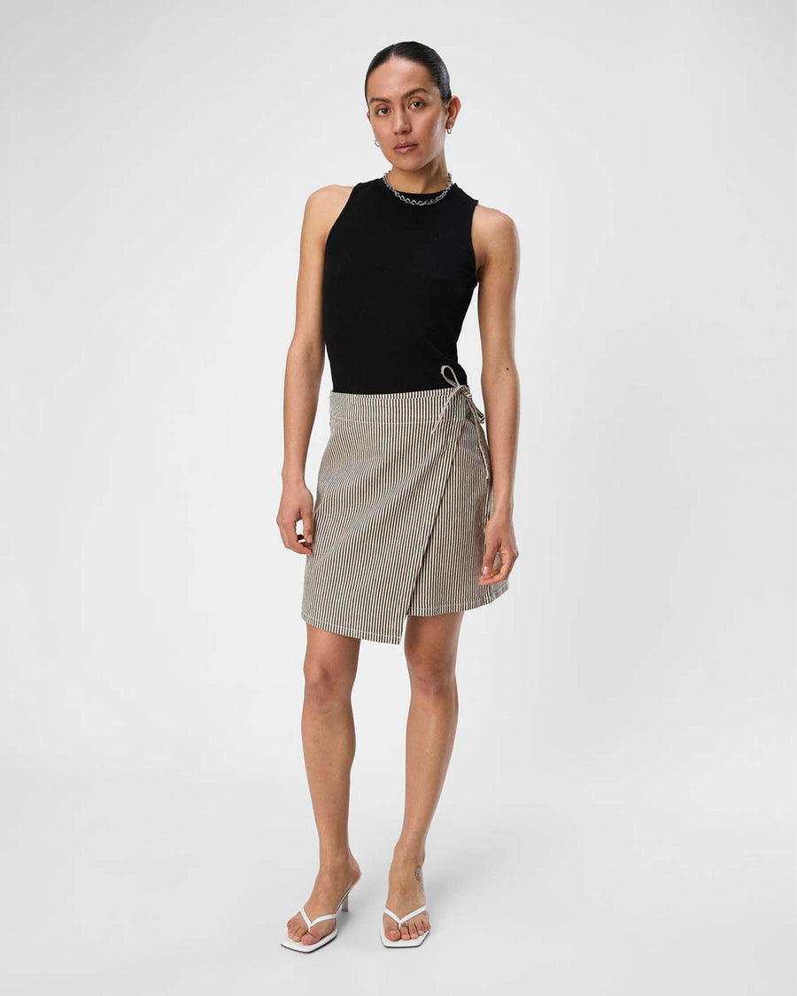 OBJSOLA TWILL WRAP SHORT SKIRT