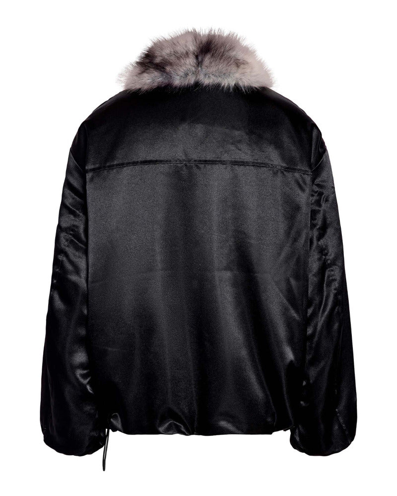 NMIVY FUR COLLAR LOOSE BOMBER