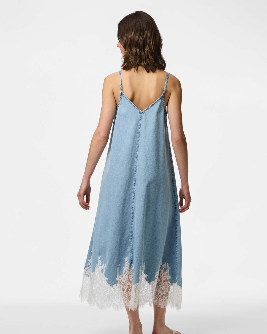 PCFENI LACE DENIM MIDI DRESS