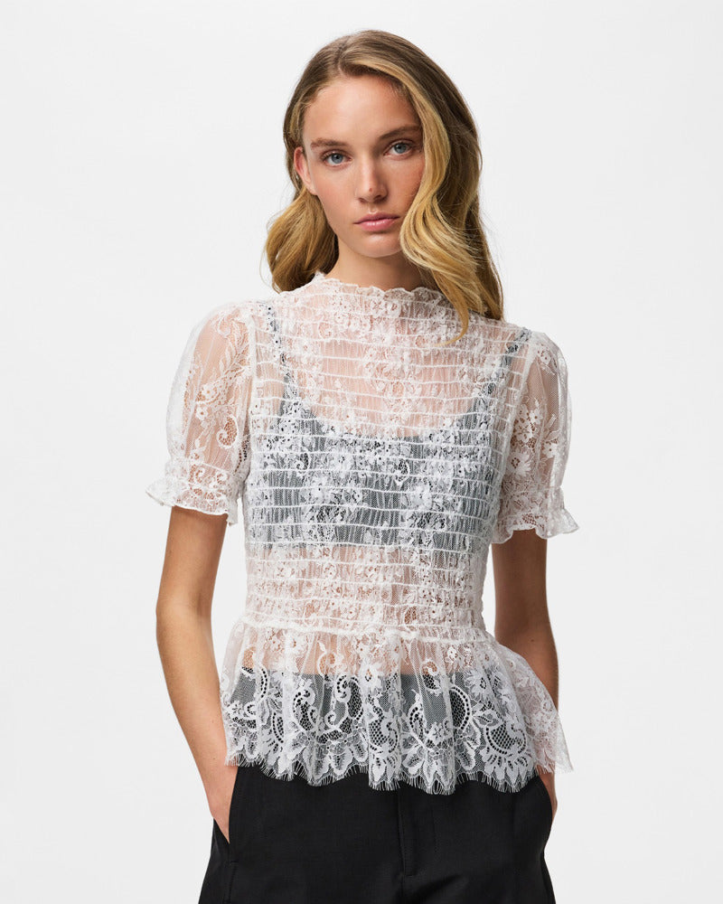 PCJILLY SS LACE TOP
