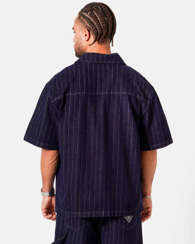 STRIPED DENIM BAGGY SHIRTThumbnail 
