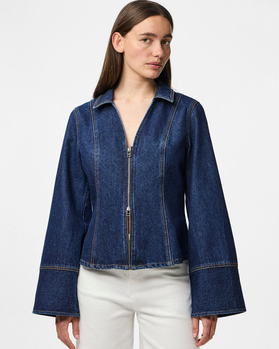 PCFLORA LS FITTED DENIM TOP