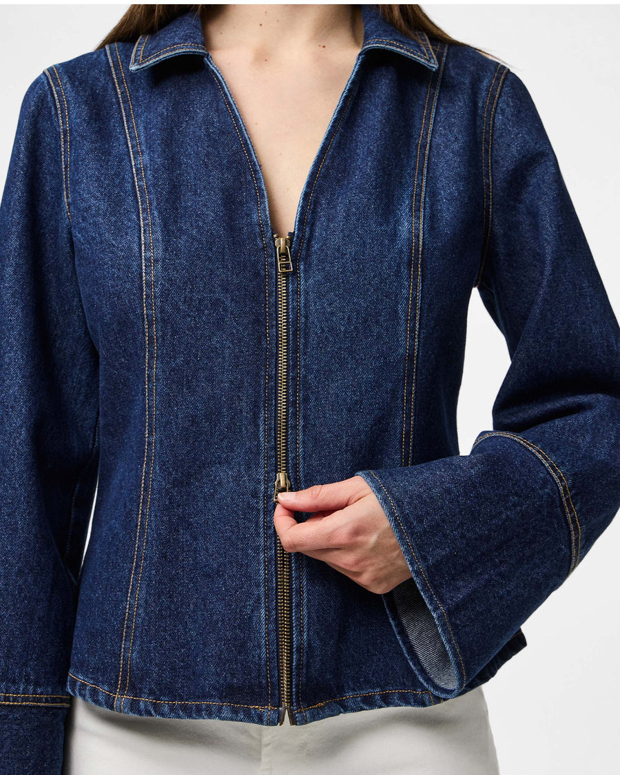 PCFLORA LS FITTED DENIM TOP