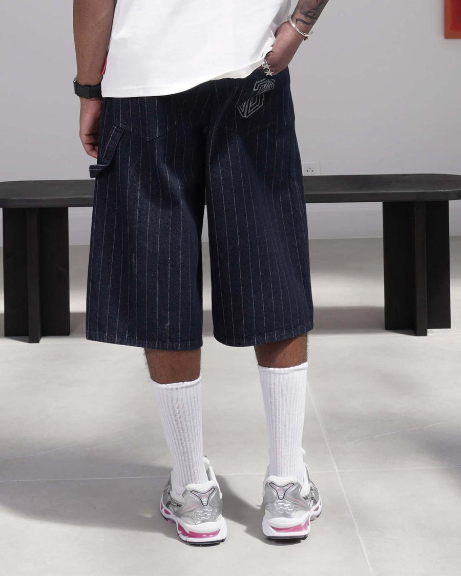 STRIPED DENIM BAGGY SHORT