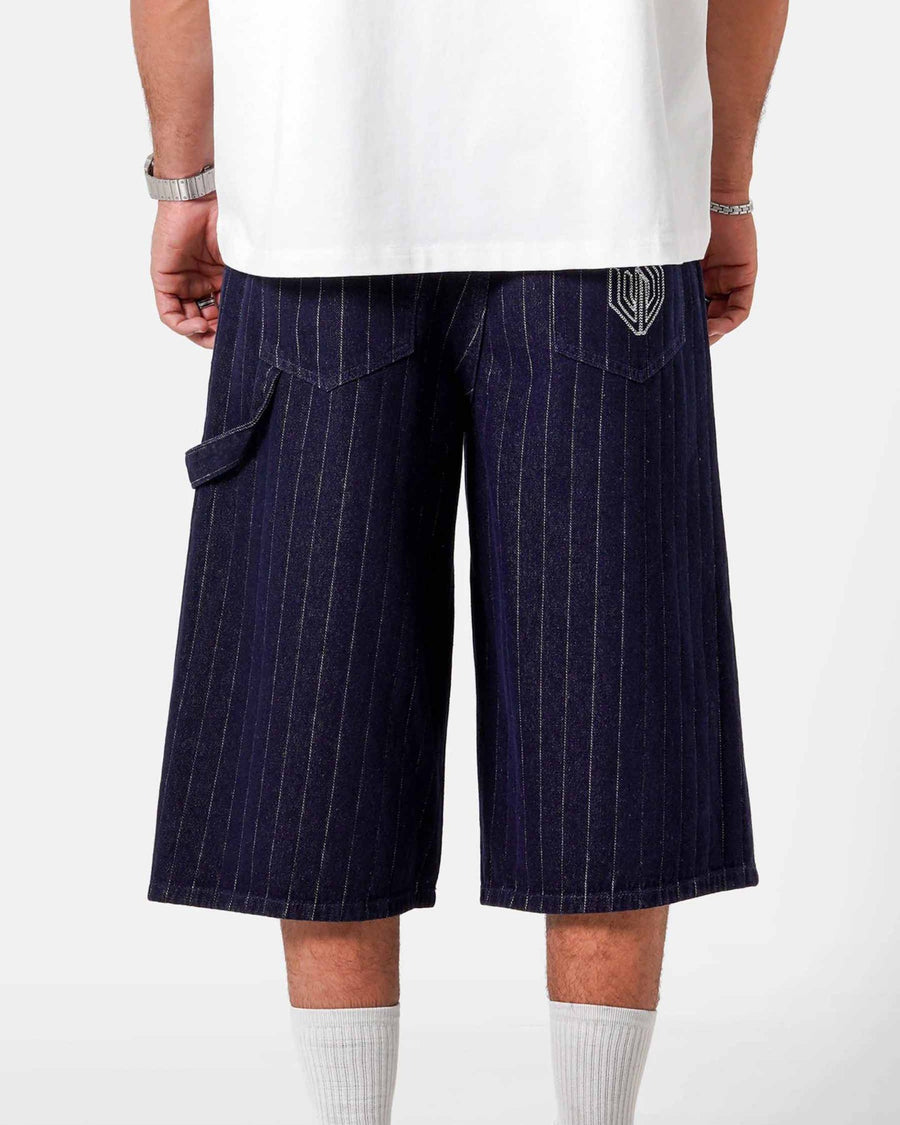 STRIPED DENIM BAGGY SHORT