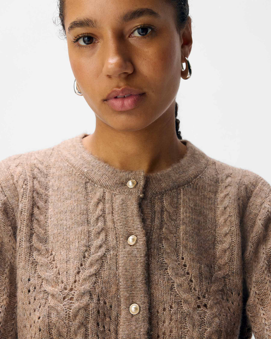 OBJFLORA KNIT BUTTON CARDIGAN