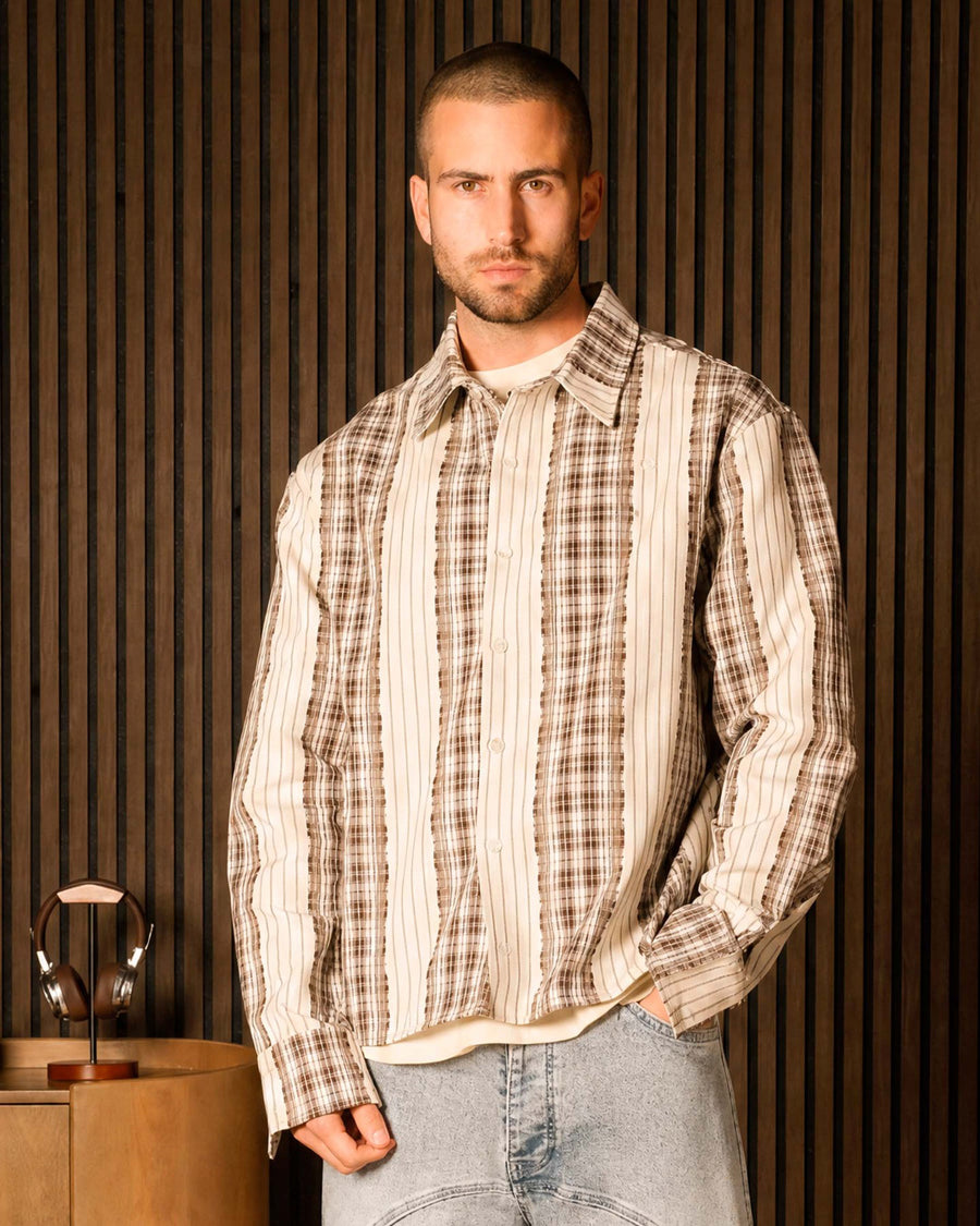 MIXED TARTAN BOXY SHIRT