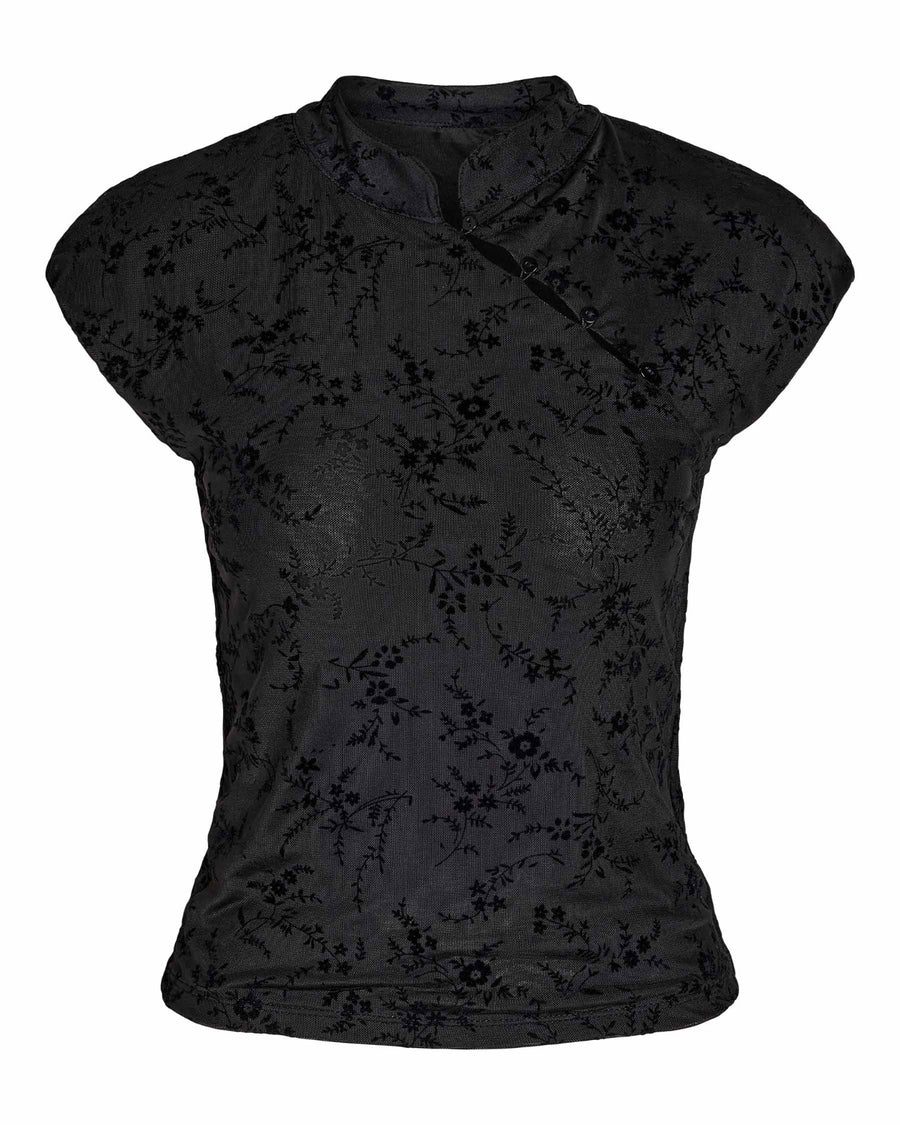 NMPRIMA S/S FLOCK MANDARIN TOP