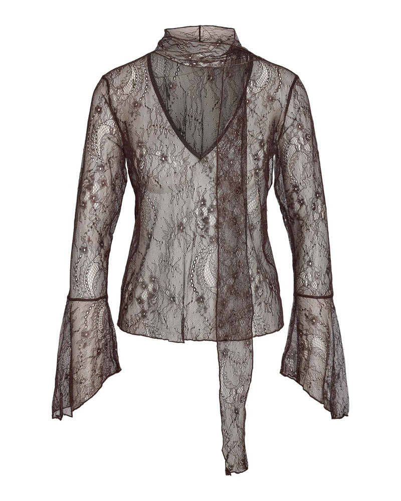 NMIDA L/S LACE SCARF TOP