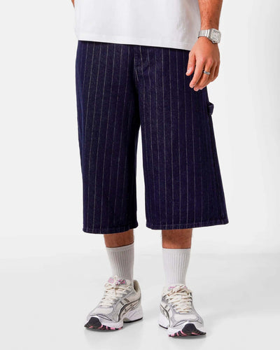 STRIPED DENIM BAGGY SHORTThumbnail 