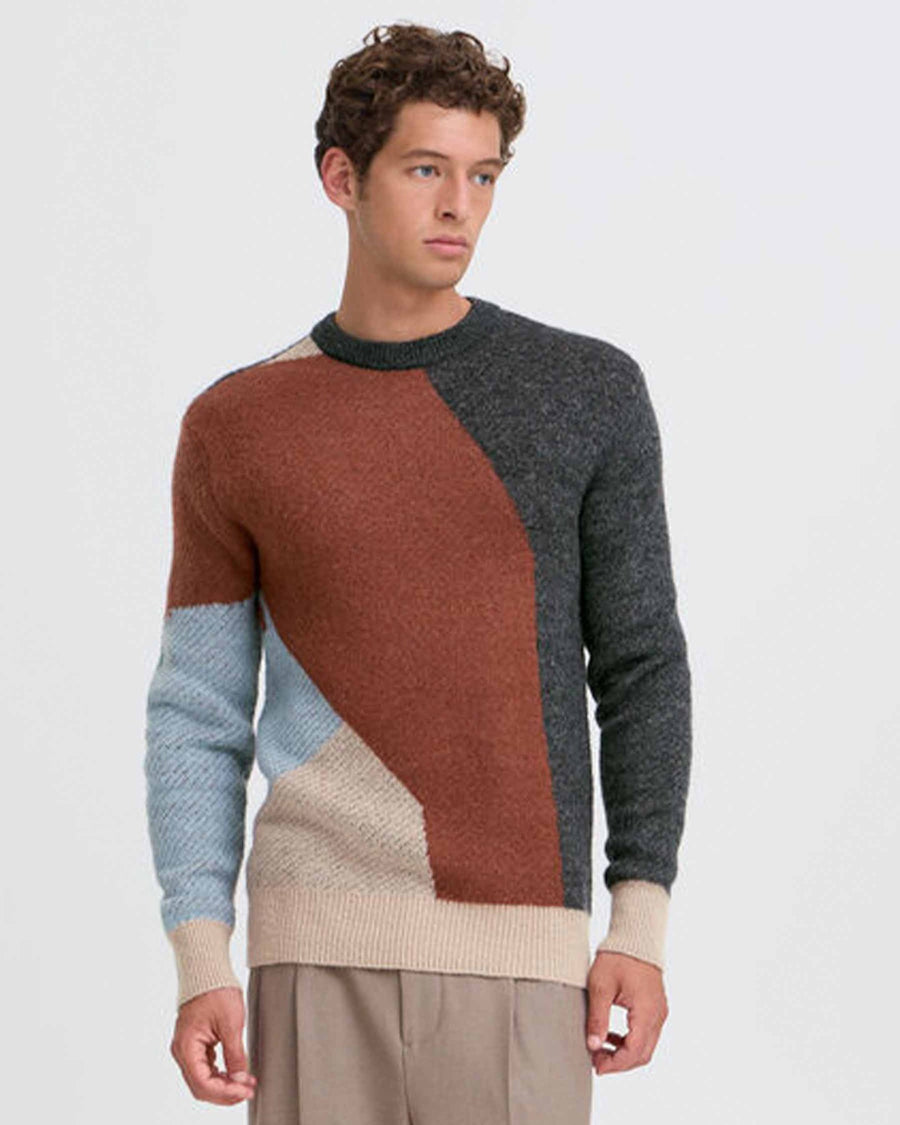 CFNOE geometric crew neck knit