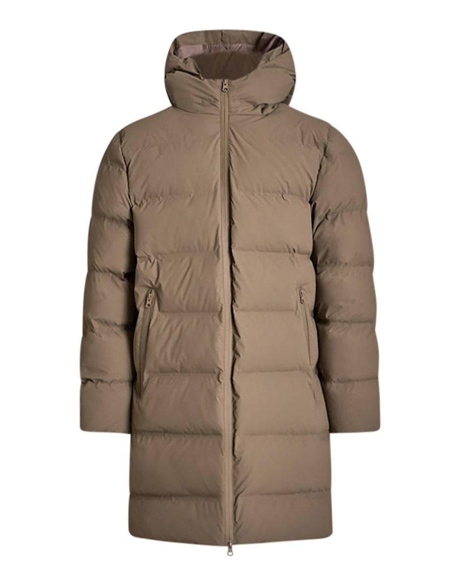 Coated long puffer jacket