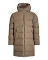 Coated long puffer jacket