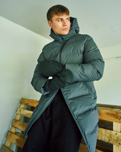 Coated long puffer jacketThumbnail 