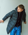 Coated long puffer jacket
