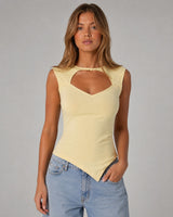 OBJLINA S/L CUT OUT O-NECK TOP