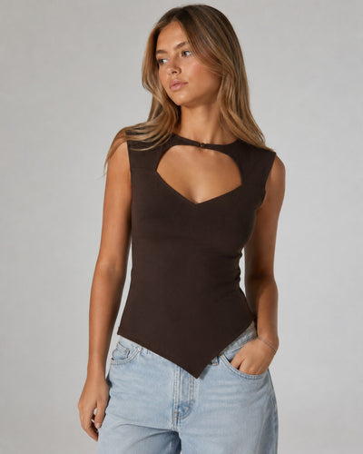 OBJLINA S/L CUT OUT O-NECK TOPThumbnail 