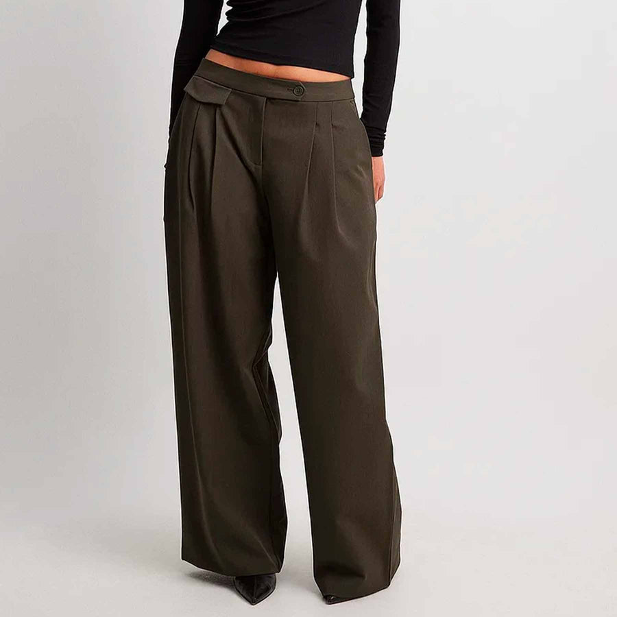 Detail mid waist loose trousers