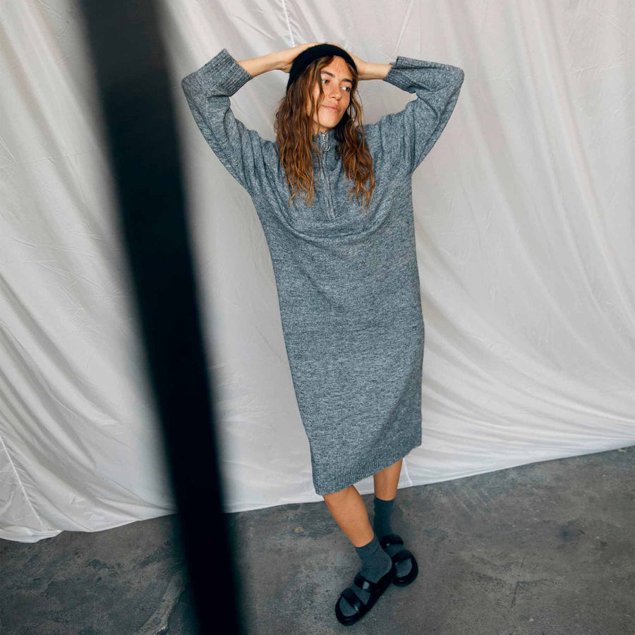Objminna l/s zip knit dress