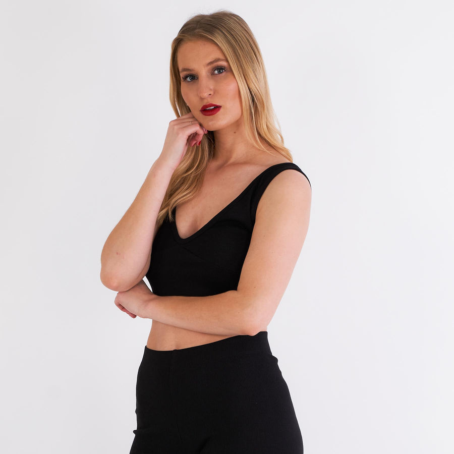 Ck rib crop top