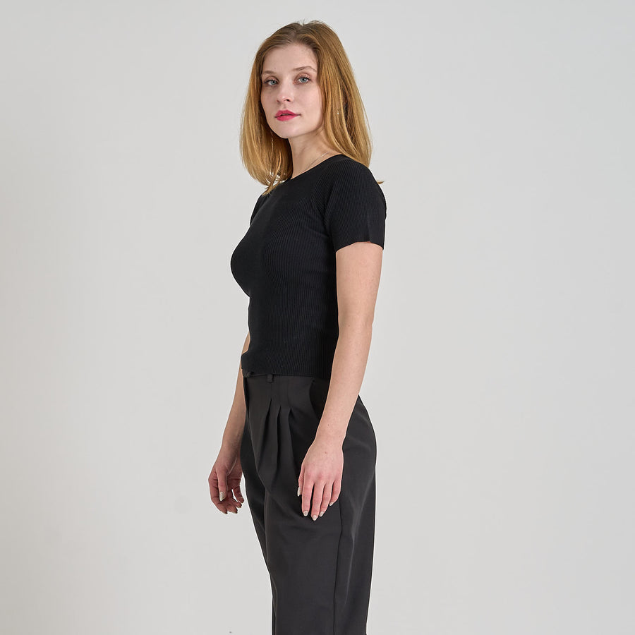 Rib knit short sleeve