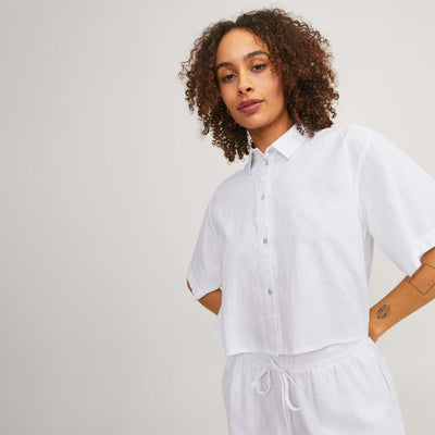 Jxlulu cropped linen shirtThumbnail 