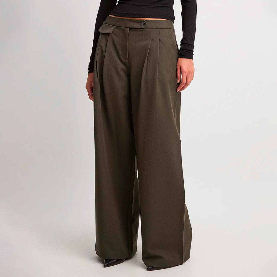 Detail mid waist loose trousers