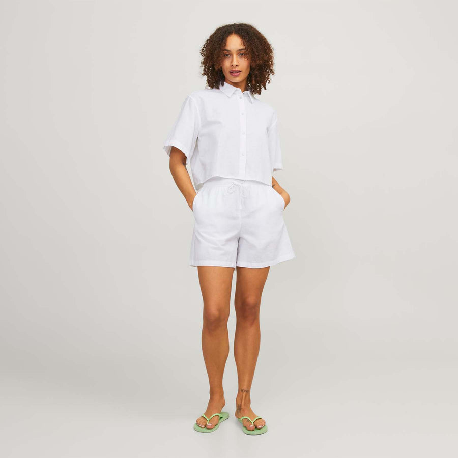 Jxlulu cropped linen shirt