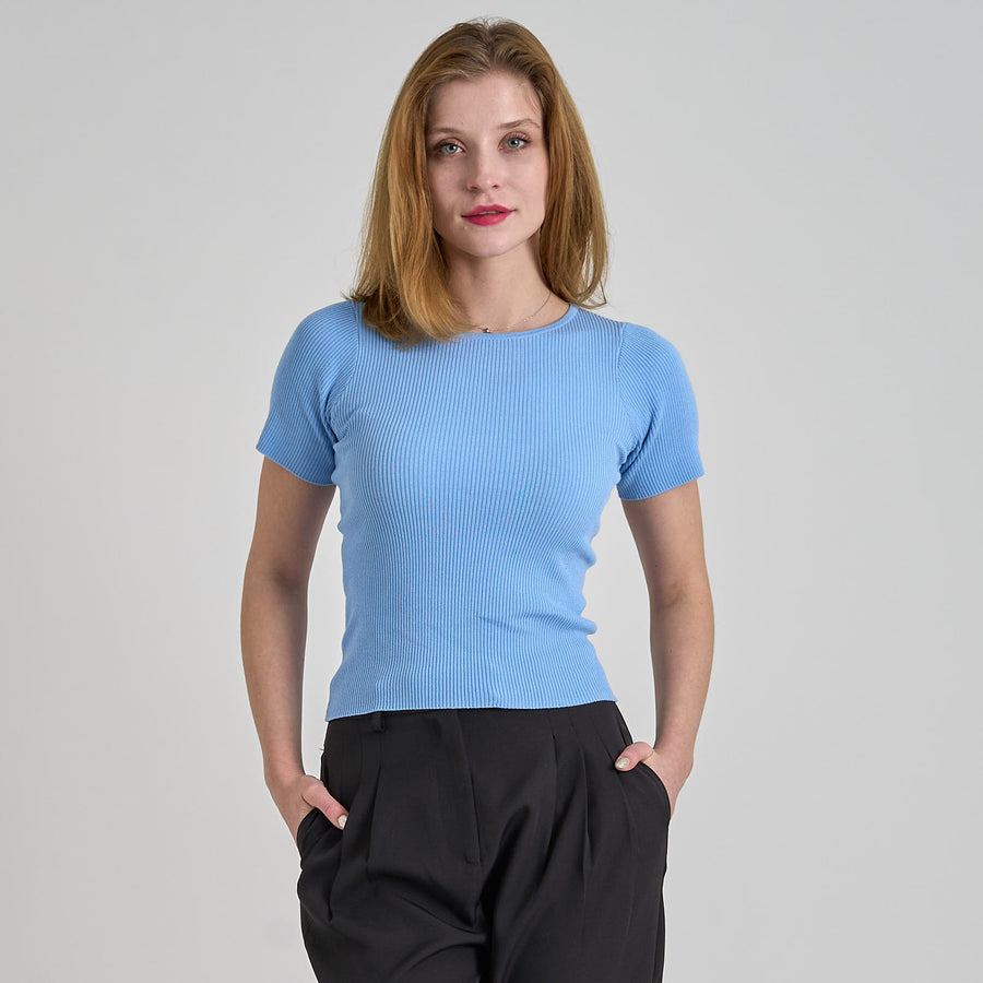 Rib knit short sleeve