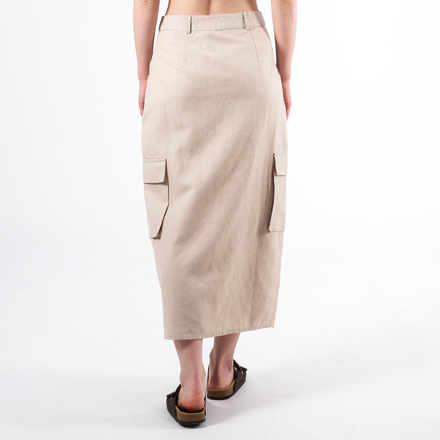 Cargo linen skirt