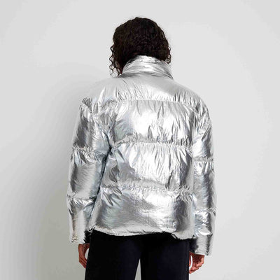 Silver puffer jacketThumbnail 