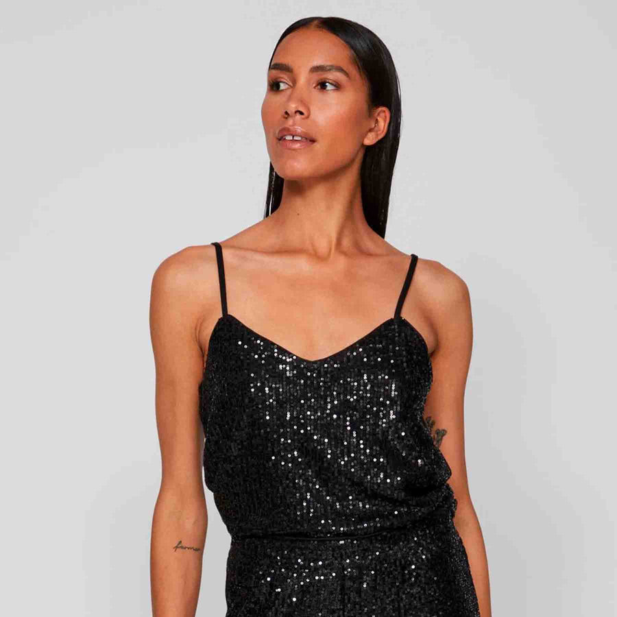Vimaia strap v-neck sequin top