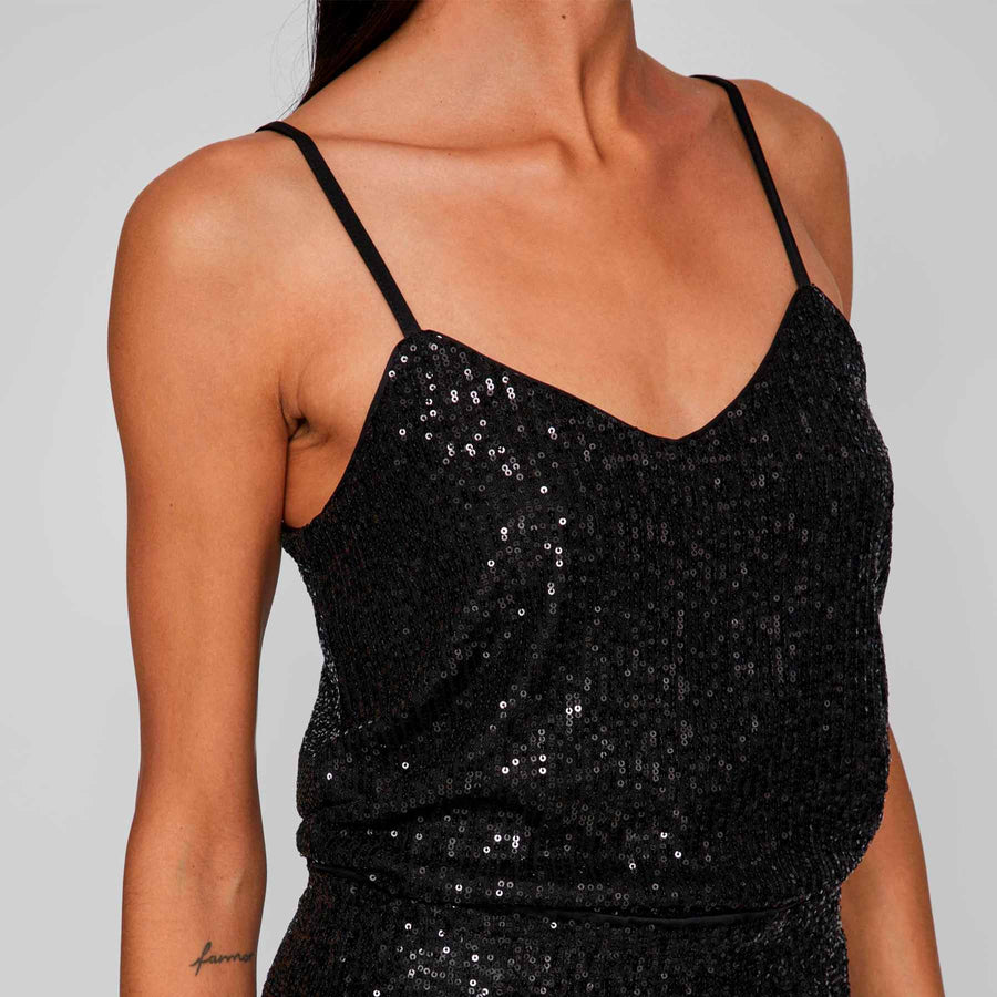 Vimaia strap v-neck sequin top