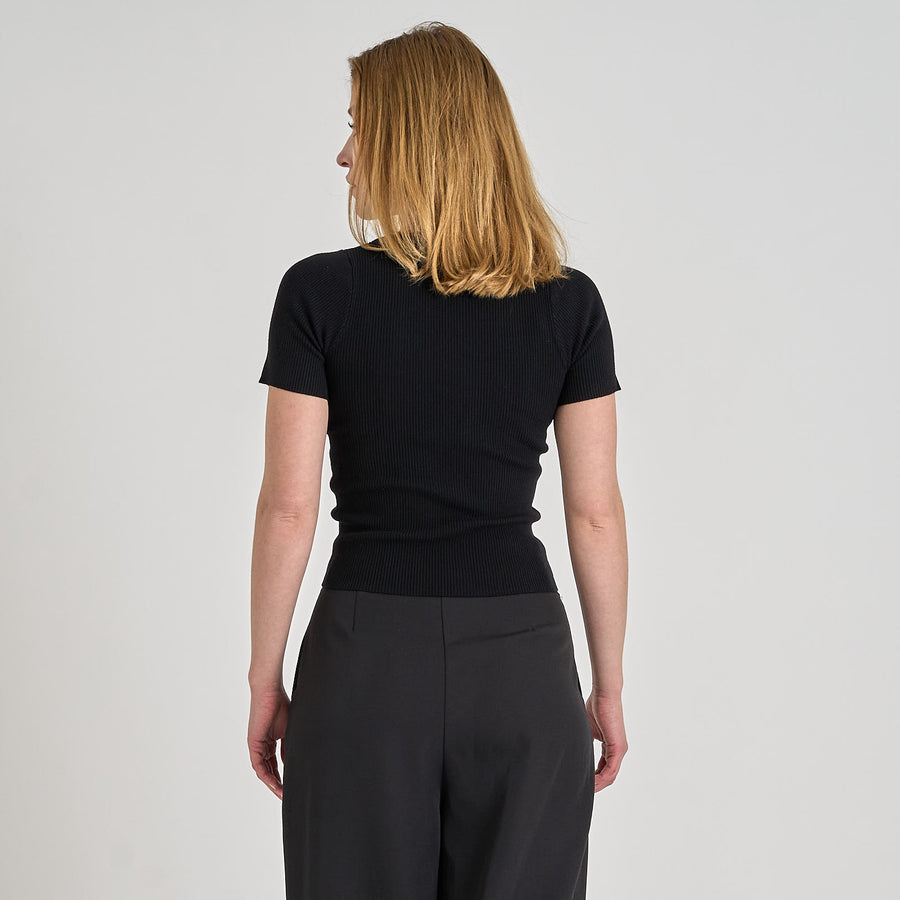 Rib knit short sleeve