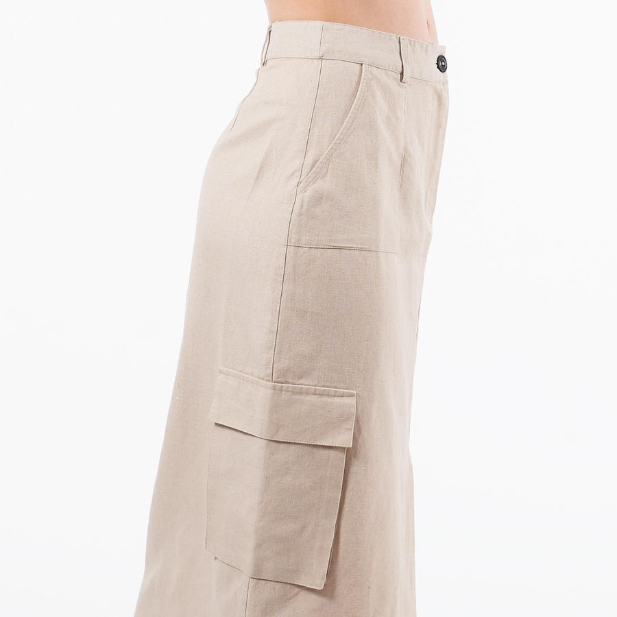 Cargo linen skirt