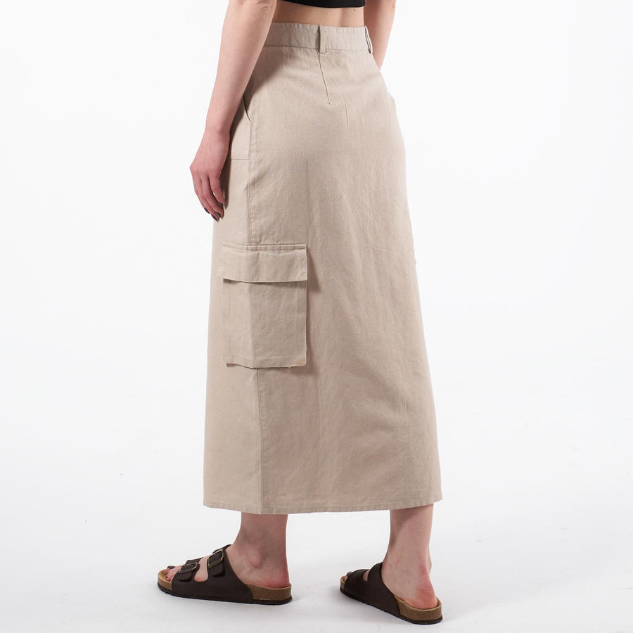 Cargo linen skirt