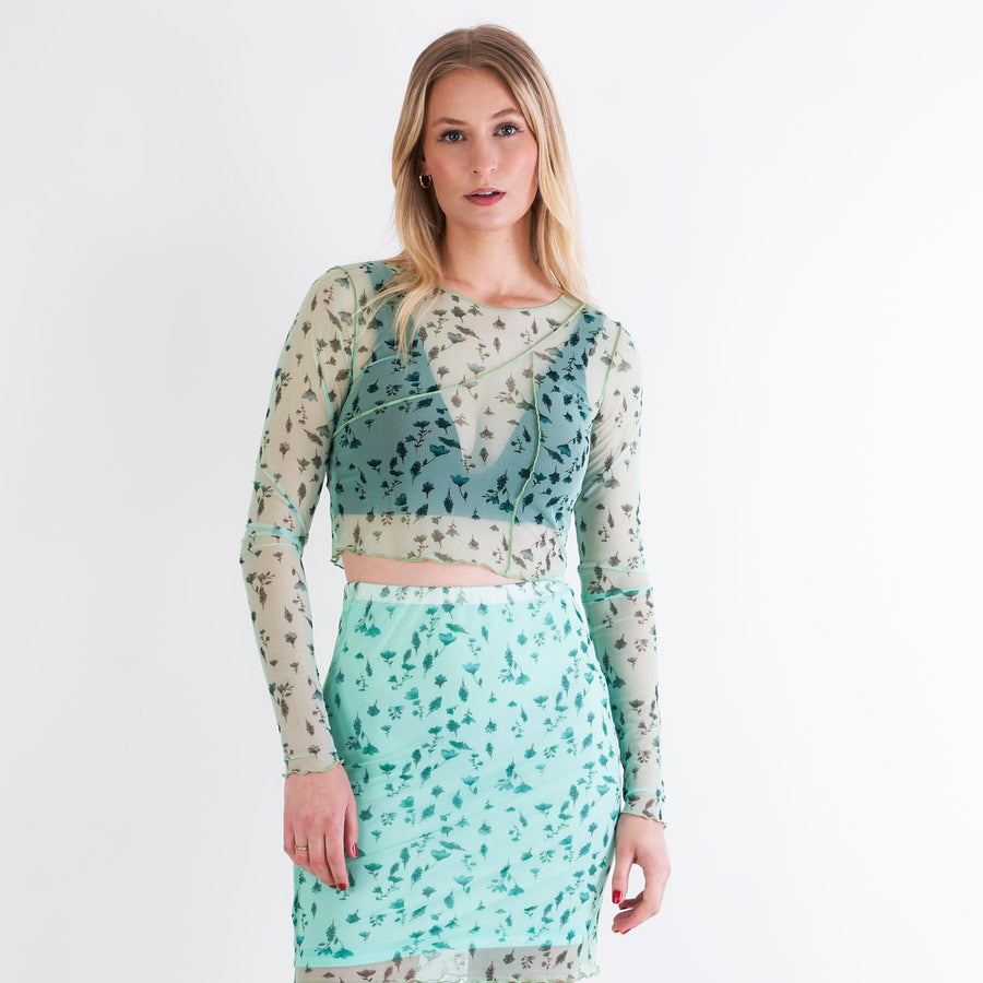 Sophia crop mesh blouse