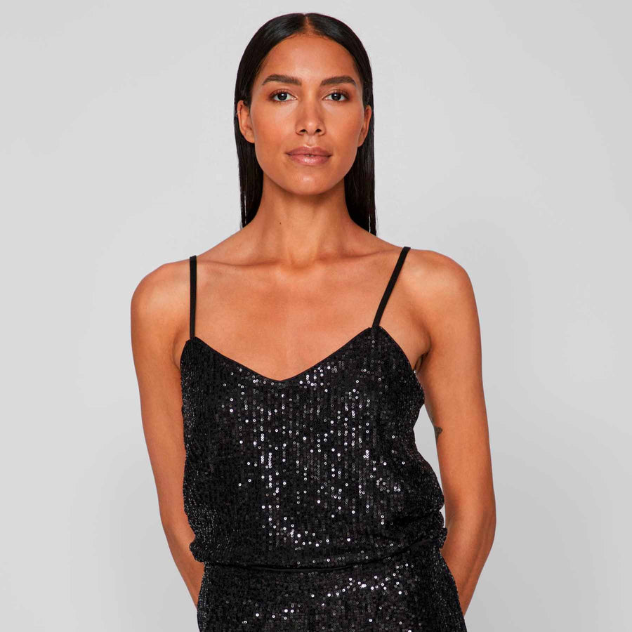 Vimaia strap v-neck sequin top