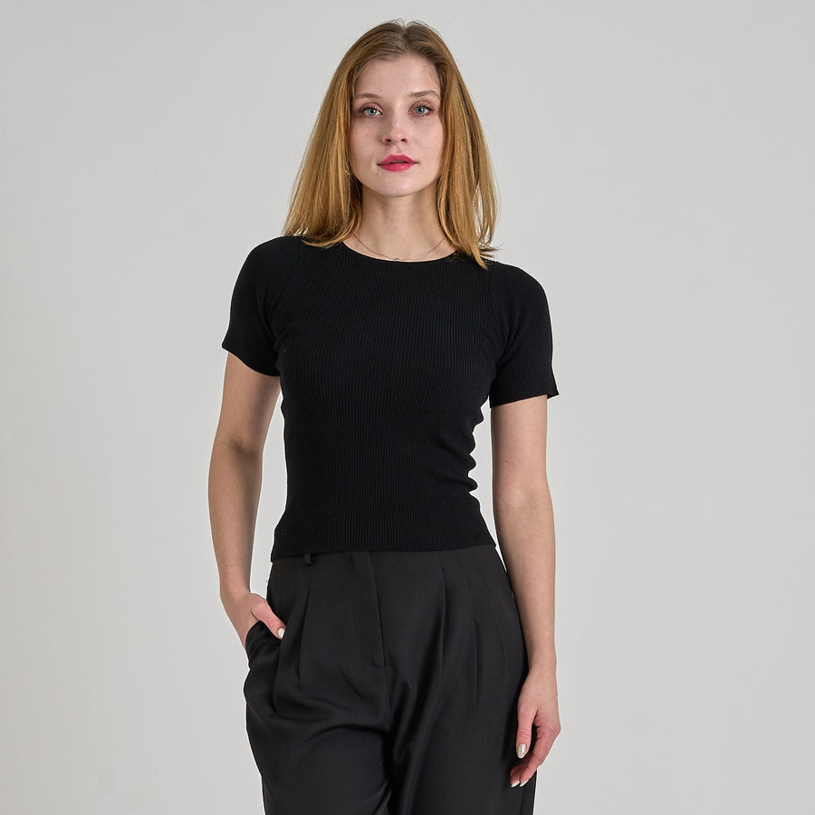 Rib knit short sleeve