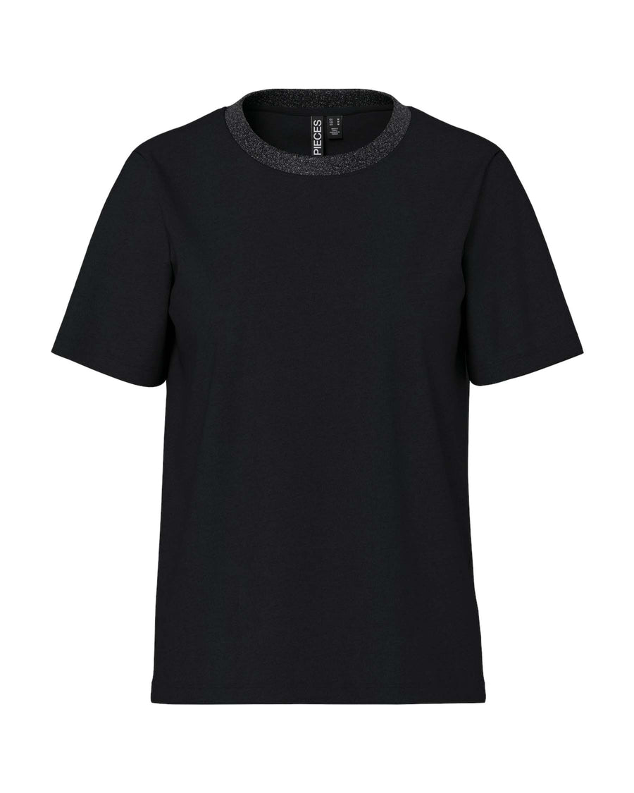 PCRIA SS LUREX NECK TEE